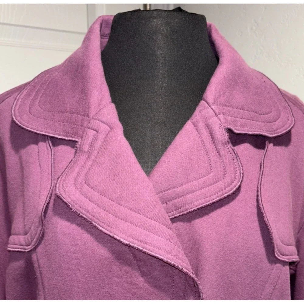 Purple Double-Breasted Pea Coat Jacket by Nomadic Trader Large Plum Mid‎ Length